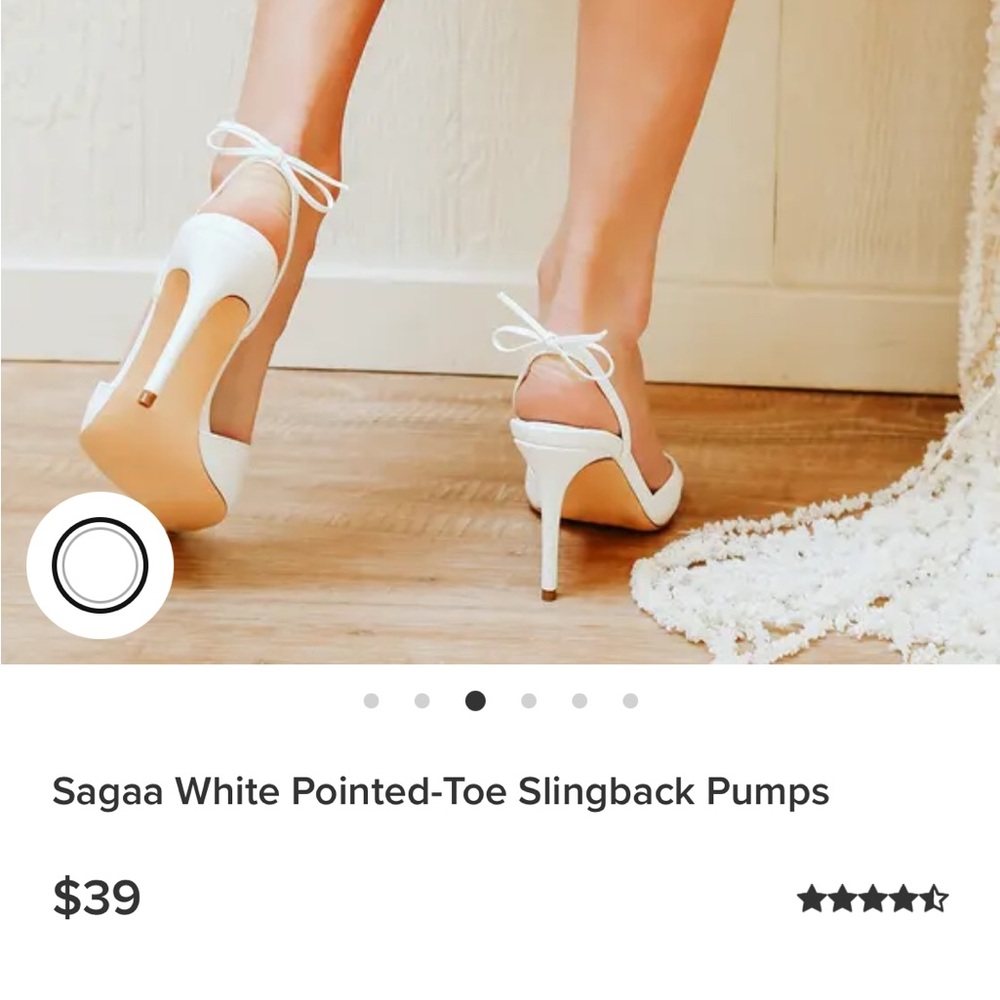 White pointy toe slingbacks